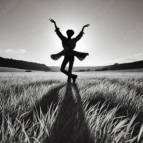 silhouette of a man in the field