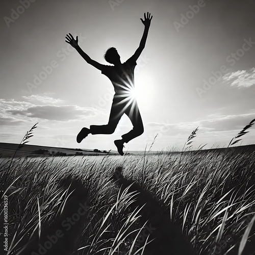 silhouette of a man jumping