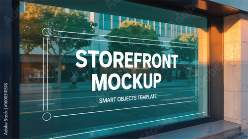 Modern storefront window display mockup vector