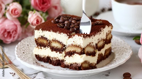 Wallpaper Mural Tiramisu dessert with a fork ready to eat. Torontodigital.ca