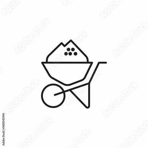 wheelbarrow sand piles icon sign vector