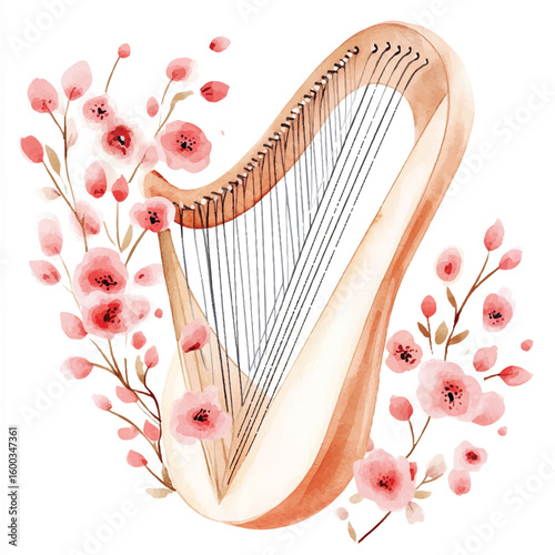 yuniazizah__Watercolor_hand-drawn_Harp_clip_art_white_backgroun_de6f6ce2-f9b9-444c-b2ca-a05f3e5c568c