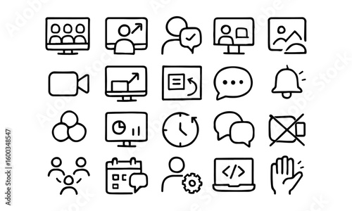 Stock vector icons for web, phone, and social media networks