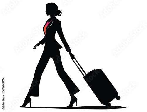 silhouette of a woman with a suitcase
