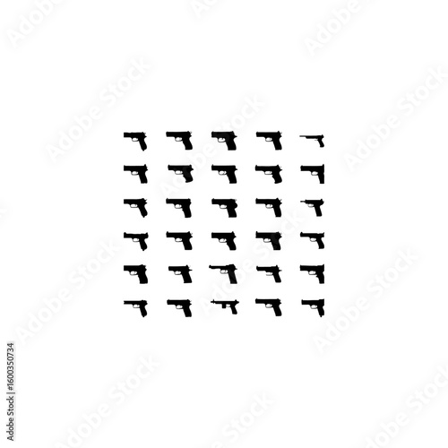 
Collection of handguns silhouette set 