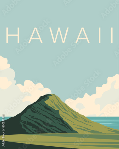 Hawaii travel poster, travel postcard