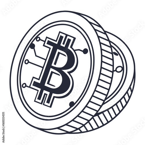 Bitcoin cryptocurrency coin symbol digital finance vector