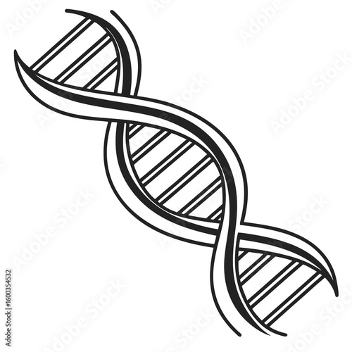 Black and white D N A helix symbol genetics biology