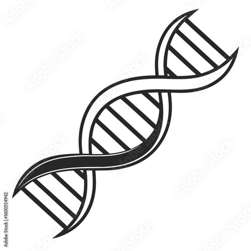 Black D N A helix symbol on white background genetics medical