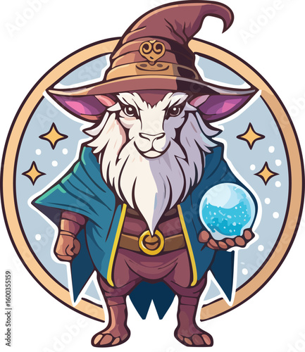 Mystical Capricorn Mage: Adorable Fantasy Character Illustration