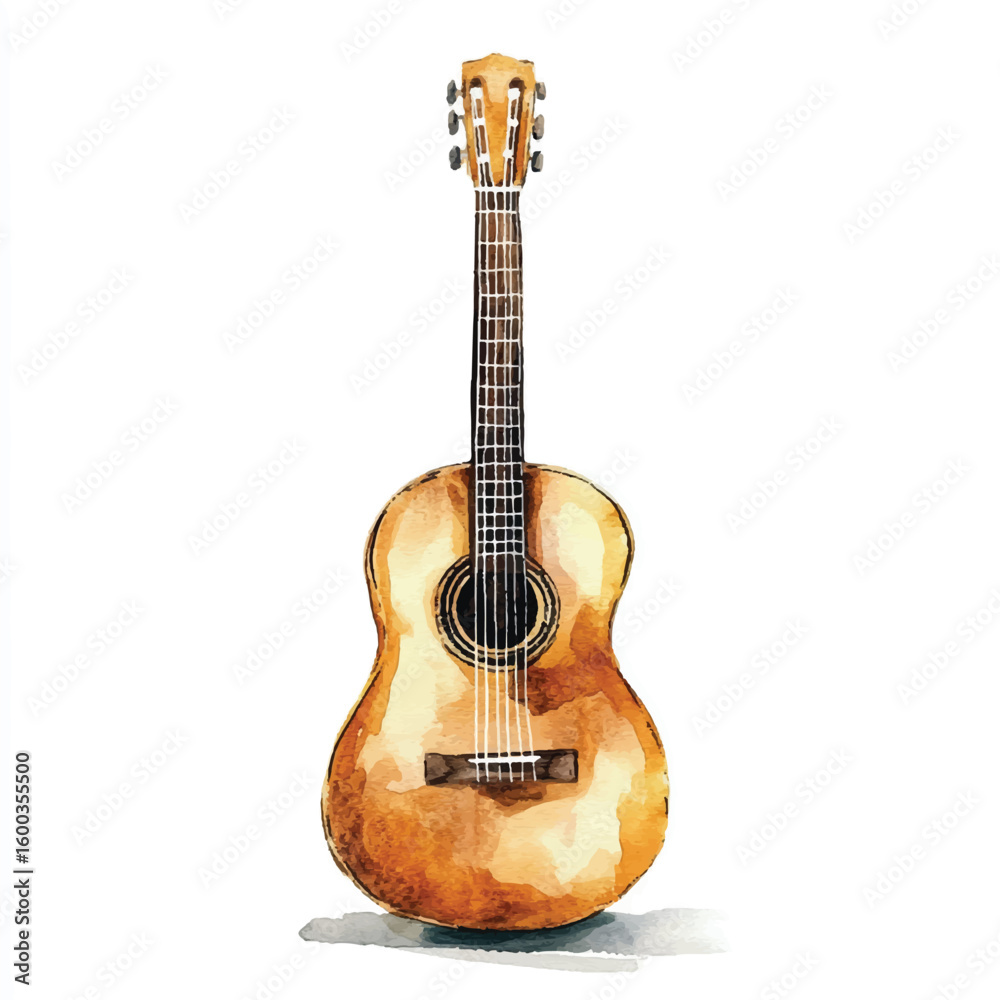 Naklejka premium yuniazizah__Watercolor_hand-drawn_Guitar_clip_art_white_backgro_736f8263-5b33-4ebc-a0f3-2a15cc87696b
