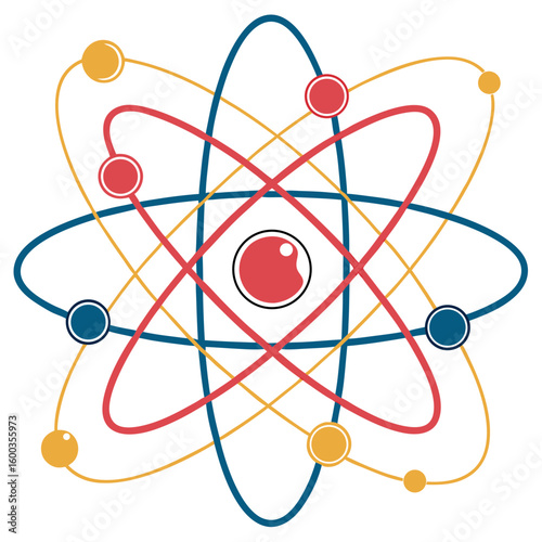 Atomic structure orbits electrons nucleus vector
