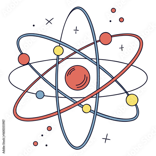 Atomic structure orbiting particles atomic model science
