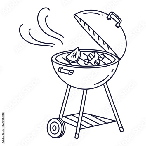 Barbecue grill cooking food outdoor vector