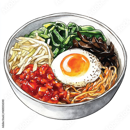 yuniazizah__Watercolor_hand-drawn_Bibimbap_clip_art_white_backg_f80b7d12-c6a5-40a7-ae44-161605f8df6f