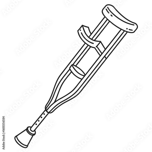 Black outline crutch symbol for mobility assistance