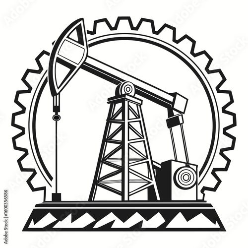 Black oil pump jack gear symbol oil rig industry