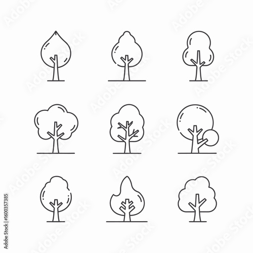 A collection of weather and nature vector icons: sun, cloud, tree, leaf, heart, hand, and globe illustrations