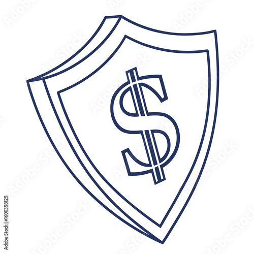 Dark blue dollar sign within shield outline finance security Free Download Dark blue dollar sign within shield outline finance security - GFXLoad