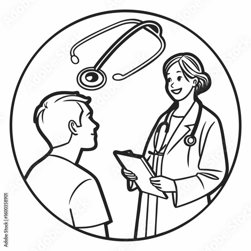 Doctor consulting patient with stethoscope and chart consultation medical