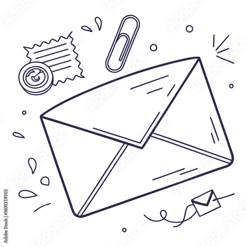Envelope paperclip receipt and small mail correspondence