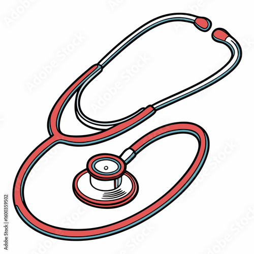 Coral blue and black stethoscope medical healthcare