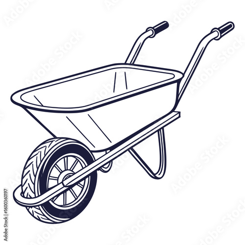 Dark blue wheelbarrow outline construction transport
