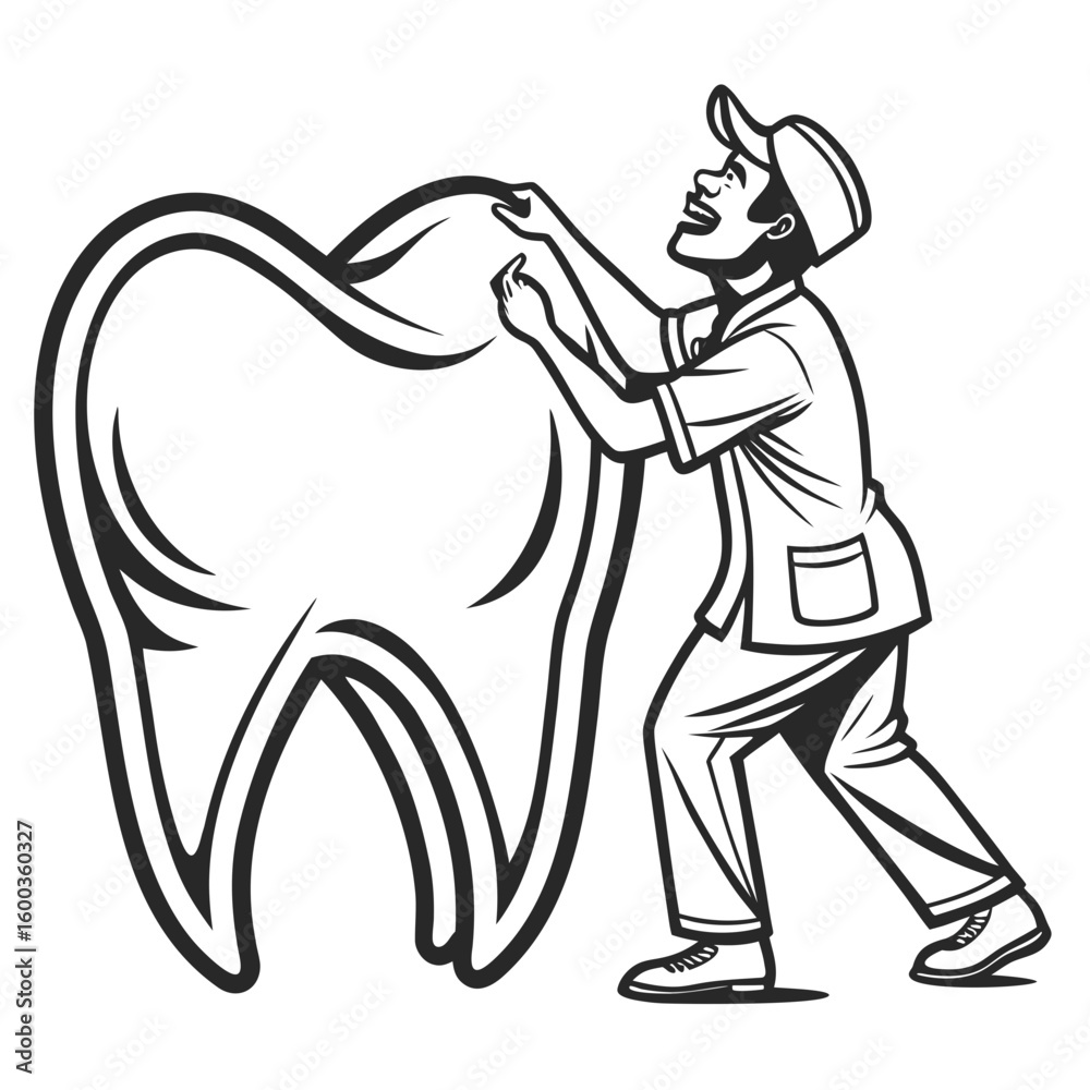 Fototapeta premium Dentist polishing large tooth dental hygiene