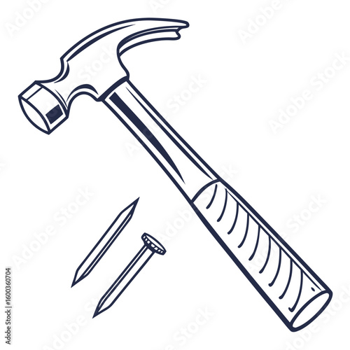 Hammer and nails construction tool carpentry