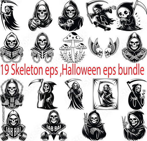 Grim Reaper Game Over eps bundle | Death eps bundle | Horror T-Shirt Decal Graphics Tattoo | Cricut Cutting File Cut Clipart Vector Digital Dxf P
Grim Reaper eps bundle, Reaper Holding Scytheeps bundl