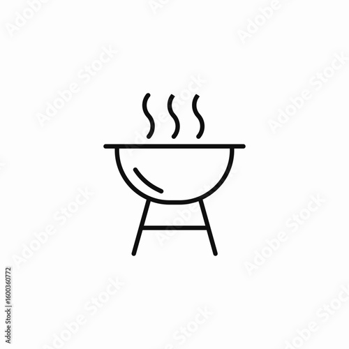 outdoor grill with smoke icon sign vector
