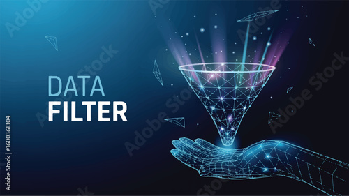 Data Filter: A futuristic representation of data filtration, symbolizing the process of sifting through vast information and extracting valuable insights.