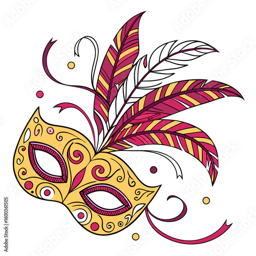 Festive masquerade mask with feathers party mask ornate