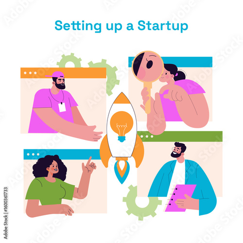 Megapolis Innovation Center. Flat Vector Illustration