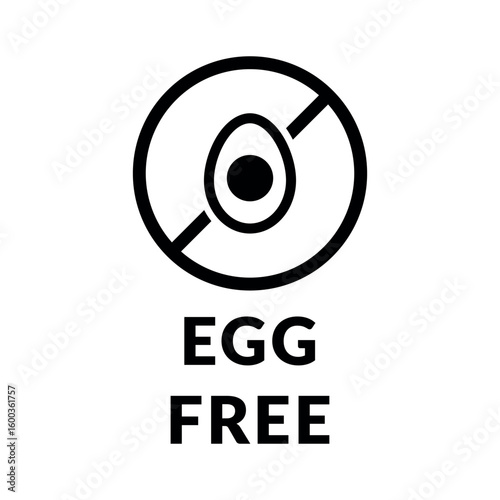 Egg Free Vector Flat Icon Design on White Background. Allergen Free in Circle Prohibition Sign. Organic Food Allergen Free Label with Drop for Web, Packaging.