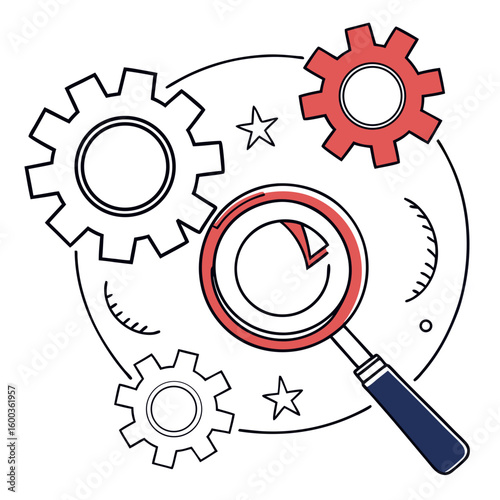Gears and Magnifying Glass search process