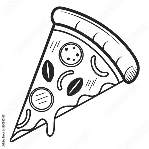 Minimalist pizza slice with toppings food symbol