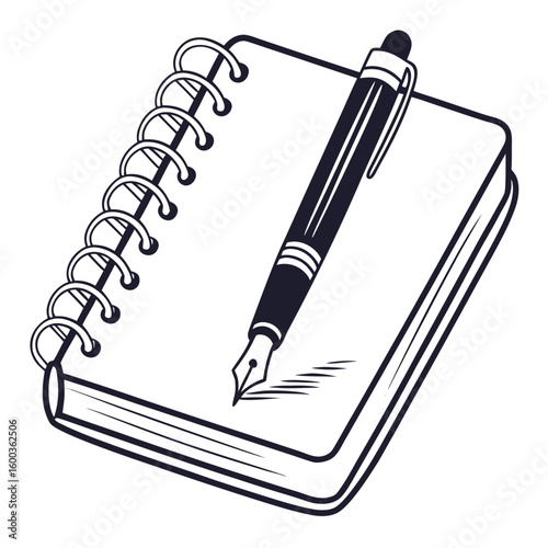 Notebook and pen for study and note taking writing notes