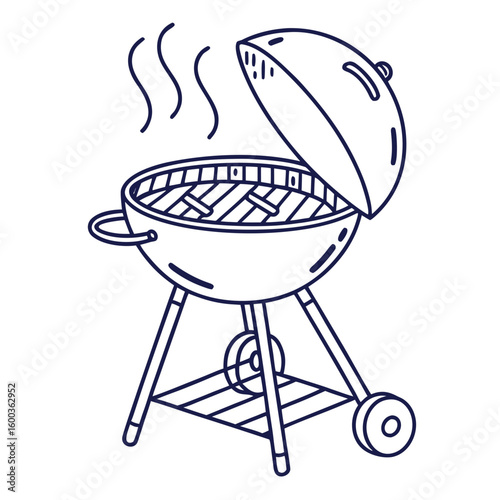 Outdoor charcoal grill with steam barbecue grill outdoor cooking