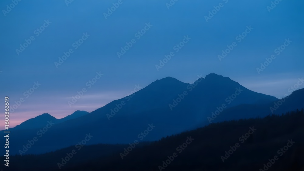 Silhouetted Mountain Range at Dusk Silhouetted Mountain Range at Dusk