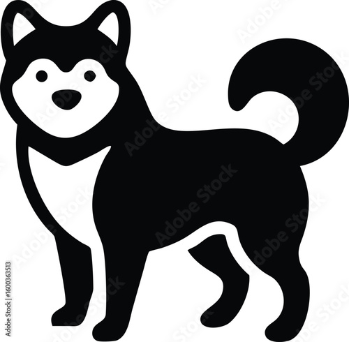 A confident proud shiba inu dog, featuring its signature curled tail, captured in a noble pose, isolated on a clean background.