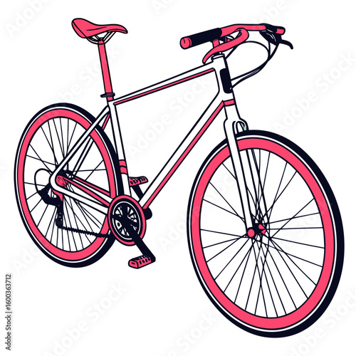 Pink and white bicycle with black accents bike transportation
