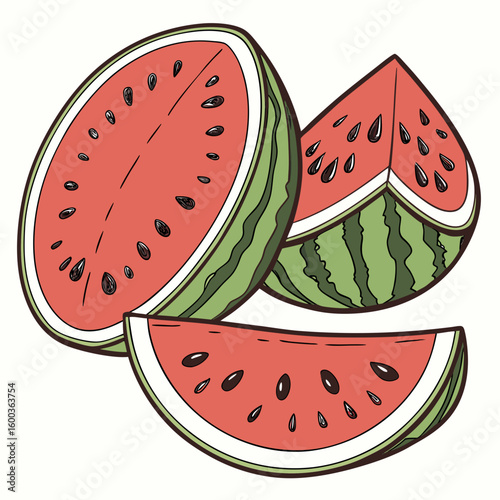 Juicy watermelon slices red green fruit