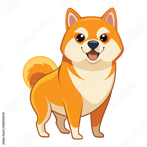 A charming proud shiba inu dog, sporting a playful smug look, showcasing its unique personality, isolated on a clean background.
