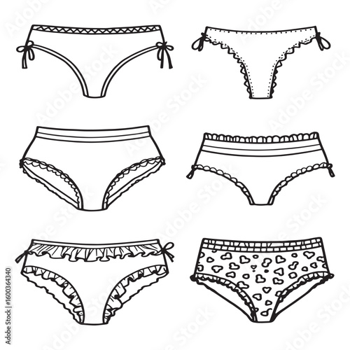 Female red panties line art elegant style fashion art