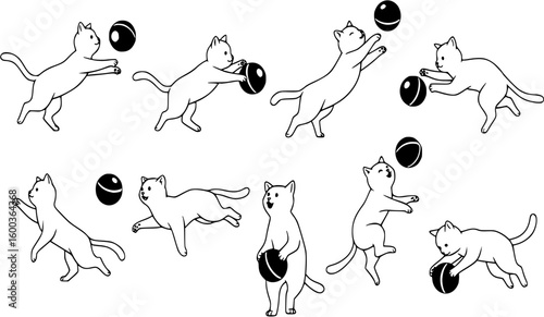 vector cat playing with ball on white background .Generative AI
