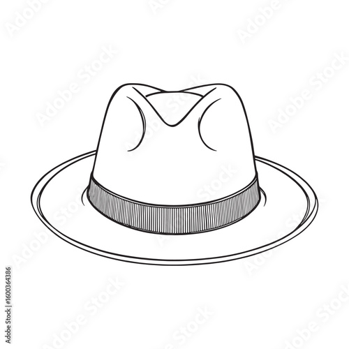 Fedora Hat line art simple clean modern hat illustration