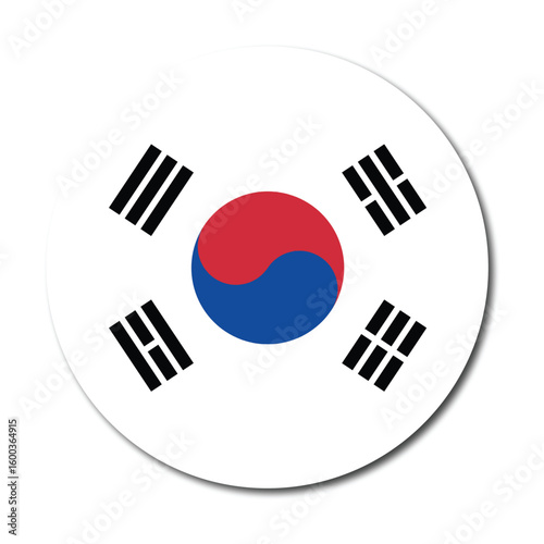 South korea Flag Circle Icon, National Emblem Vector, Patriotic Symbol Design