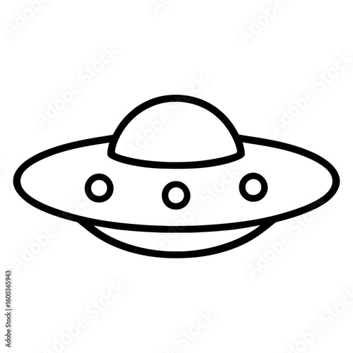 UFO Saucer Icon Vector Outline Alien Spaceship Concept