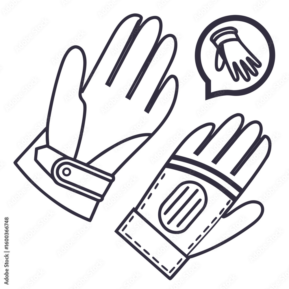 Obraz premium Protective gloves symbol with speech bubble hand protection safety